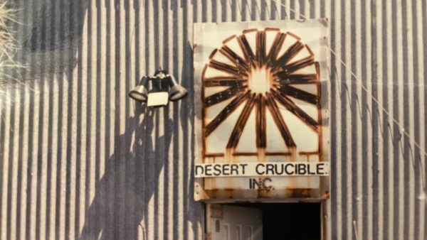Welded sign that says Desert Crucible, Inc.
